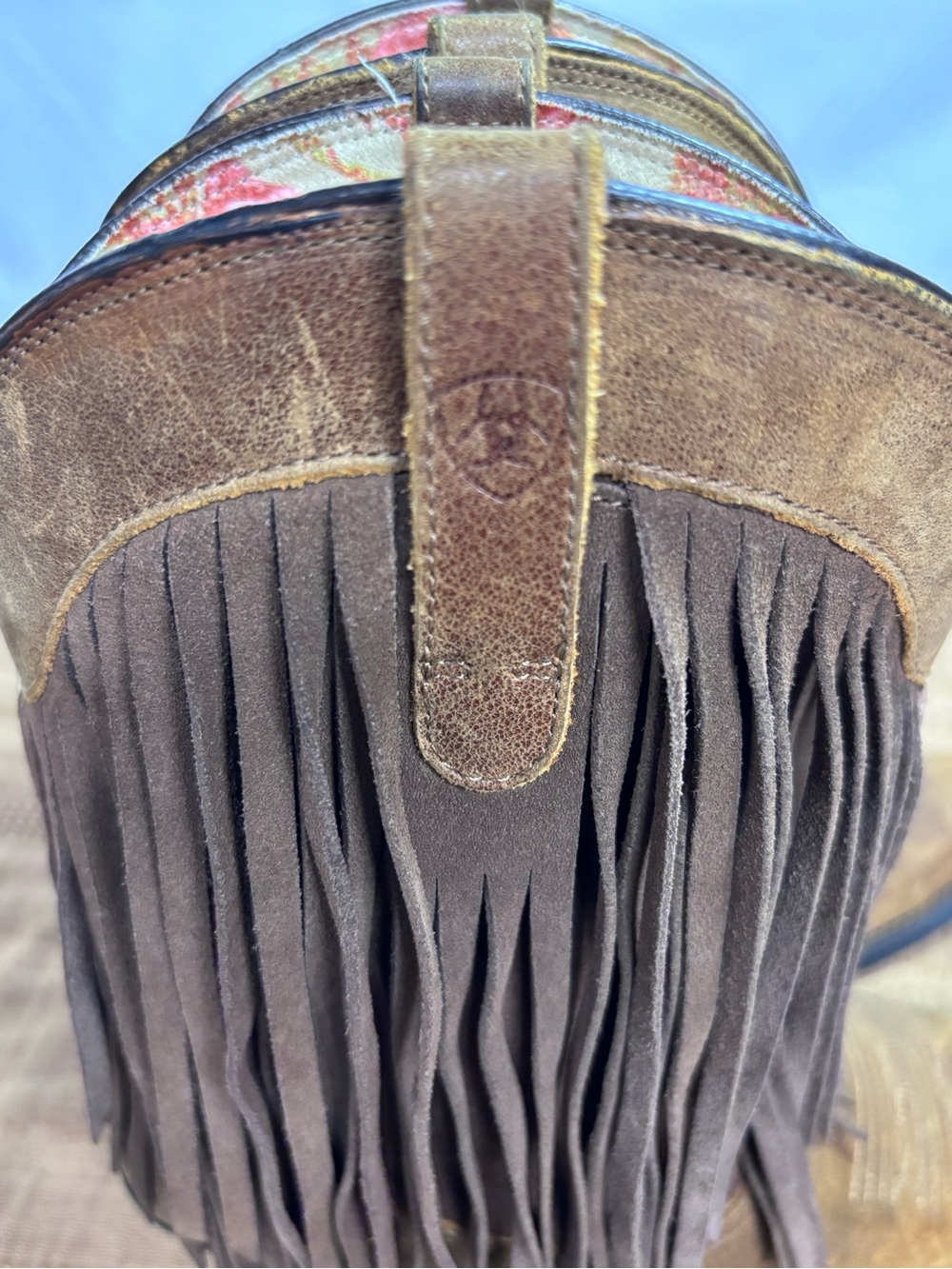 Ariat Women’s Brown Suede Fringe Western Ankle Boots - Picture 10 of 12